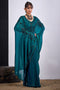 Ida Teal Green Satin Silk Embellished Ready to Wear Saree