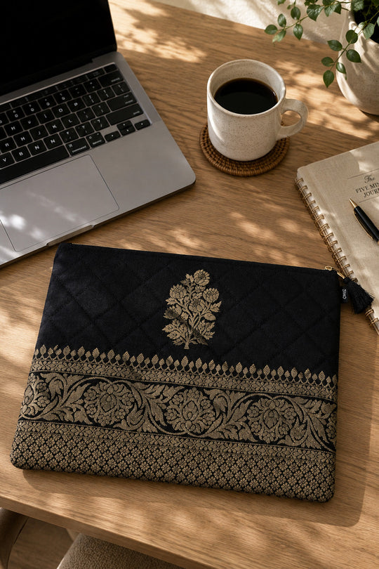 Hibana Banarasi Bottom Zari Border Large Laptop Carry Case