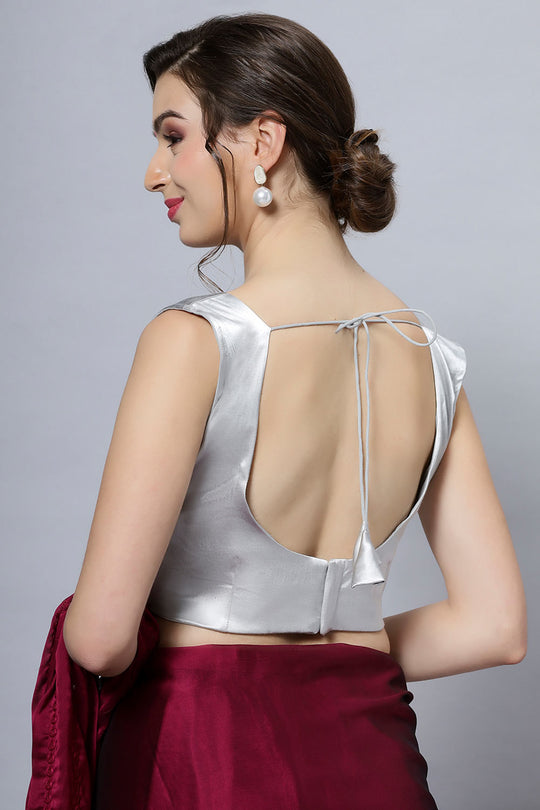 Nora Silver Comfort Stretch Satin Deep U Sleeveless Blouse