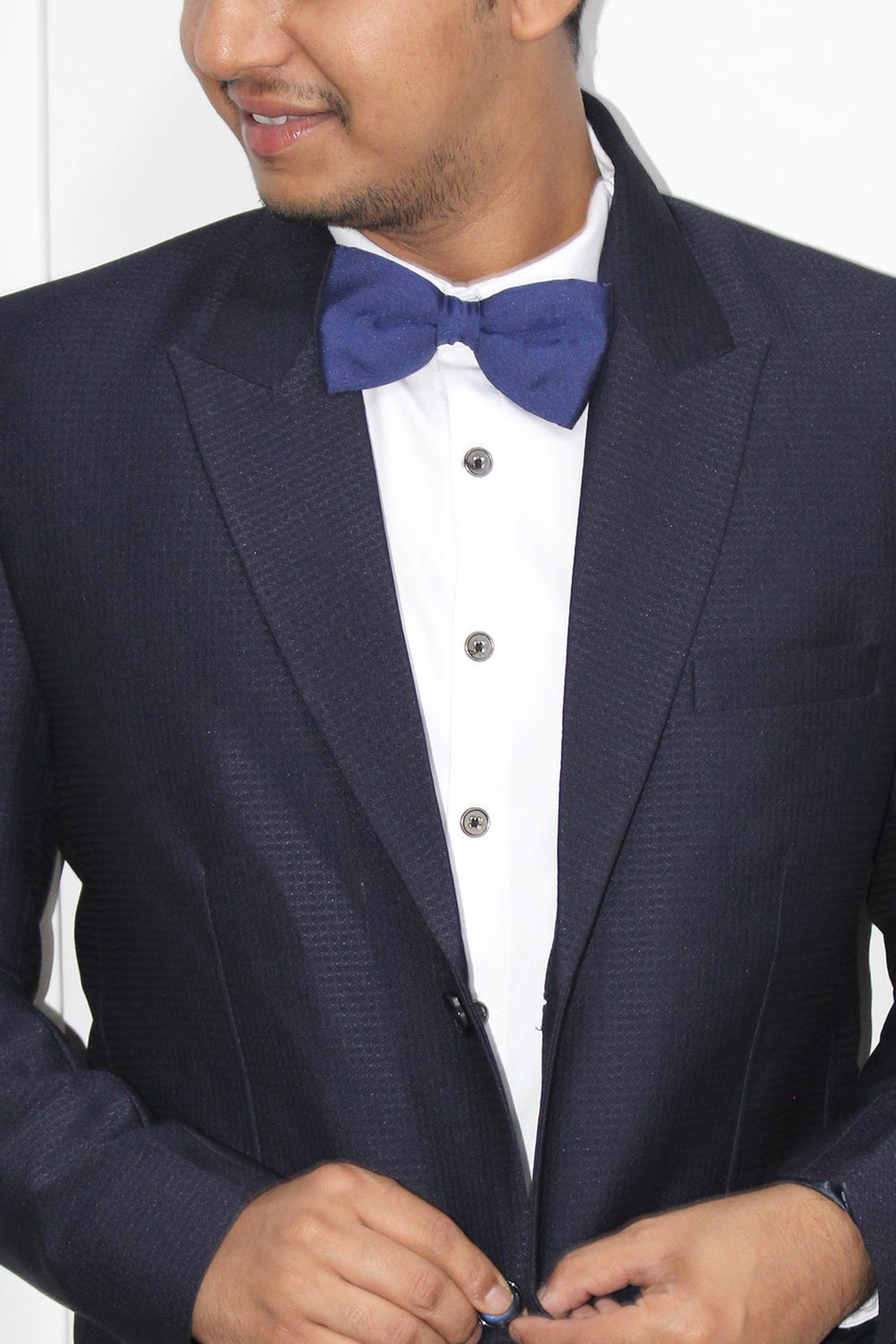 Navy Blue Art Silk Bow Tie