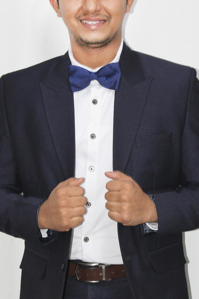 Navy Blue Art Silk Bow Tie