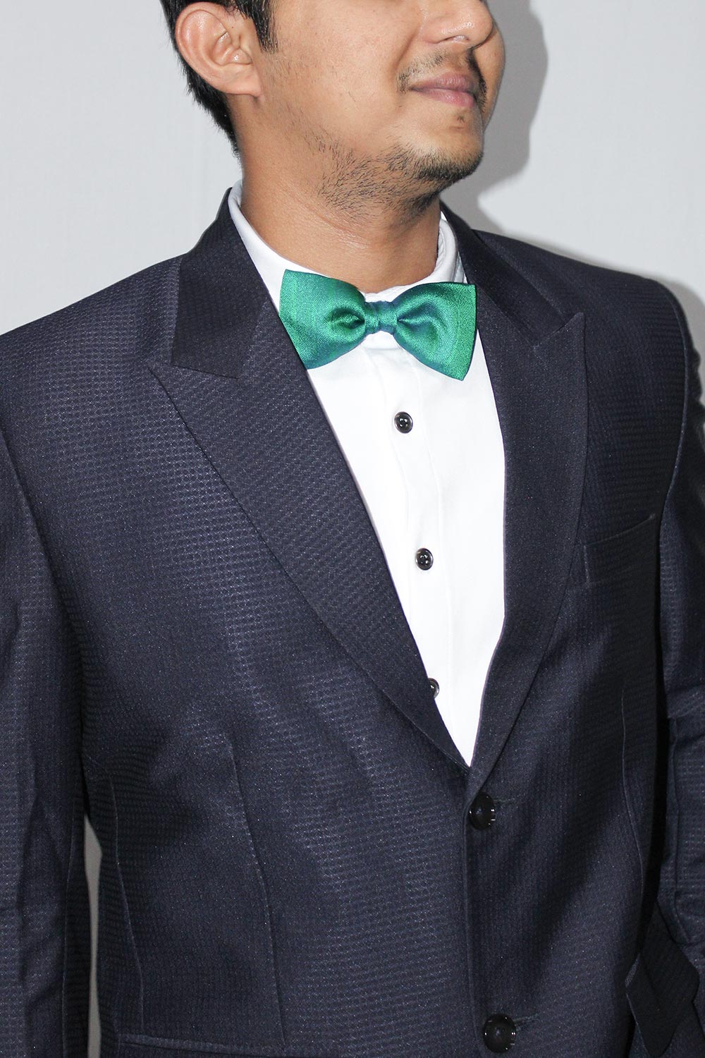 Green Moss Weave Solid Art Silk Bow Tie