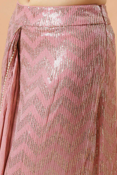 Naya Pink & Gold Sequins Luxe Georgette Pre-Draped Saree