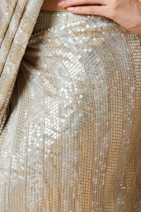 Aanya Olive Green & Gold Sequins Luxe Georgette Pre-Draped Saree