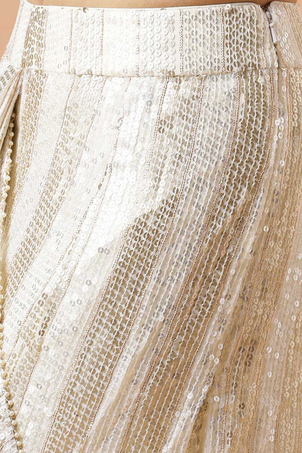 Siara Off-White & Gold Sequins Luxe Georgette Pre-Draped Saree