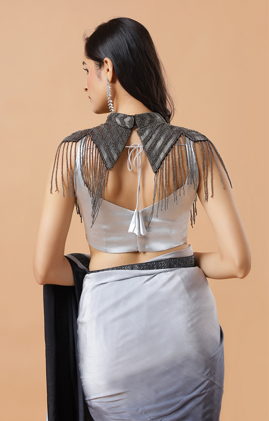 Cora Gunmetal Black Beaded Handwork Collar Modern Neck Piece