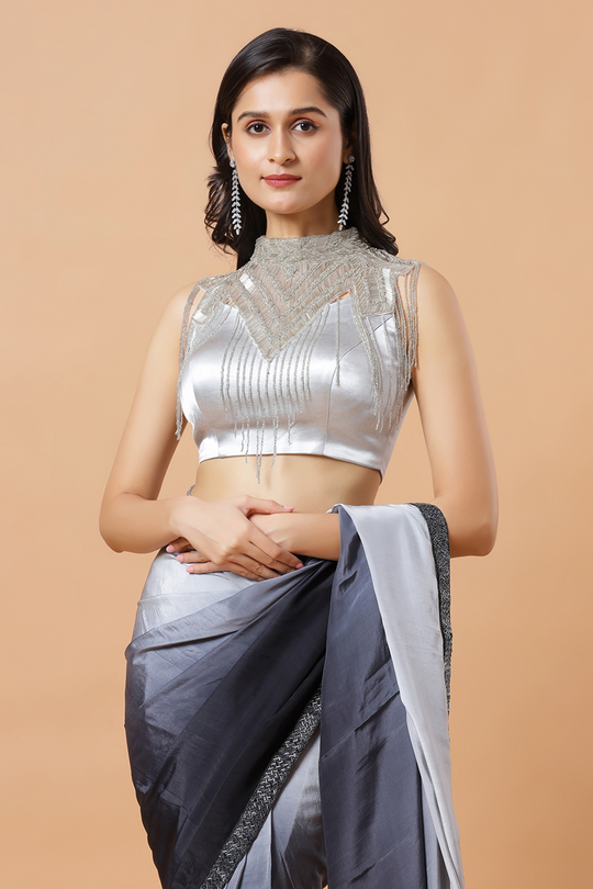 Cora Silver Beaded Handwork Collar Modern Neck Piece