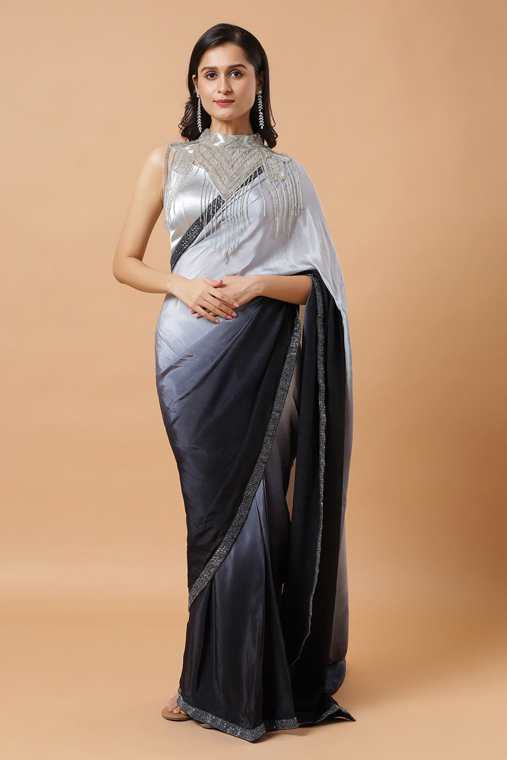 Cora Silver Beaded Handwork Collar Modern Neck Piece