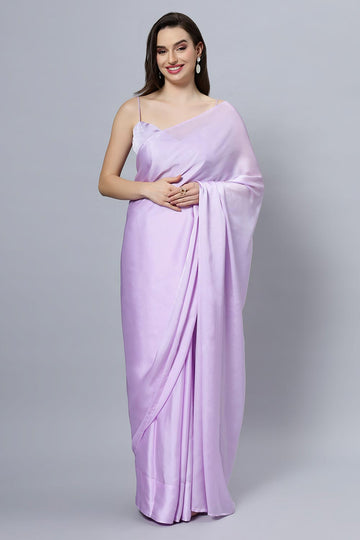 Lorraine Light Lavender Plain Satin One Minute Saree