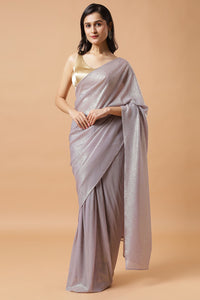 Roxi Lavender & Gold Shimmer Cruch Georgette  One Minute Saree