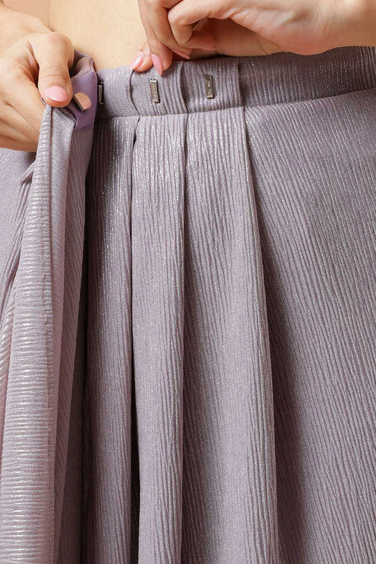 Roxi Lavender & Gold Shimmer Cruch Georgette  One Minute Saree