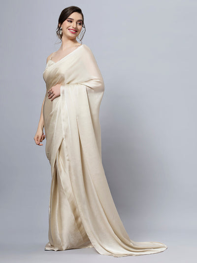 Tia Cream Monochrome Satin Ready2ship One Minute Saree
