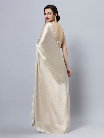 Tia Cream Monochrome Satin Ready2ship One Minute Saree