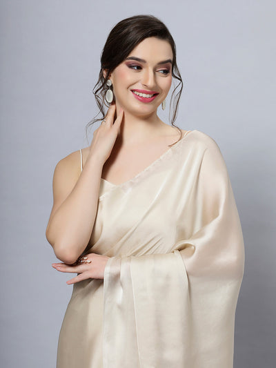 Tia Cream Monochrome Satin Ready2ship One Minute Saree