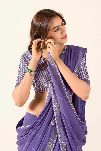 Diipa Lavender Georgette Printed One Minute Saree