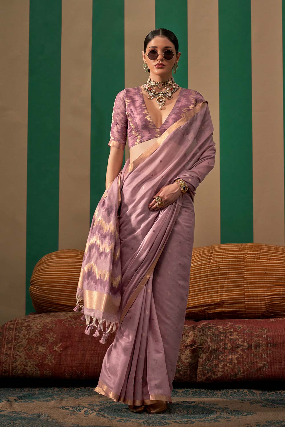 Paloma Purple Silk Traditional One Minute Saree