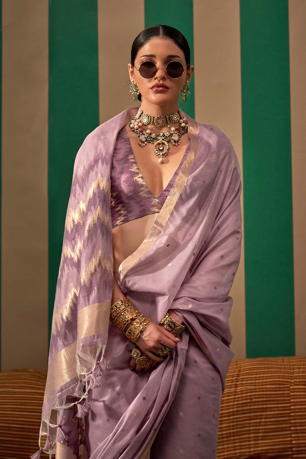 Paloma Purple Silk Traditional One Minute Saree