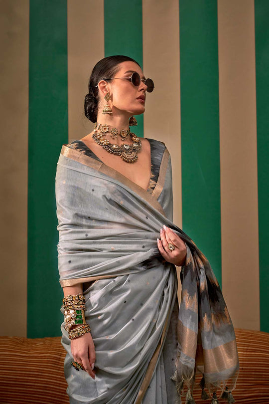Paloma Grey Silk Traditional One Minute Saree