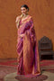 Petra Purple Silk Foil Print Floral One Minute Saree