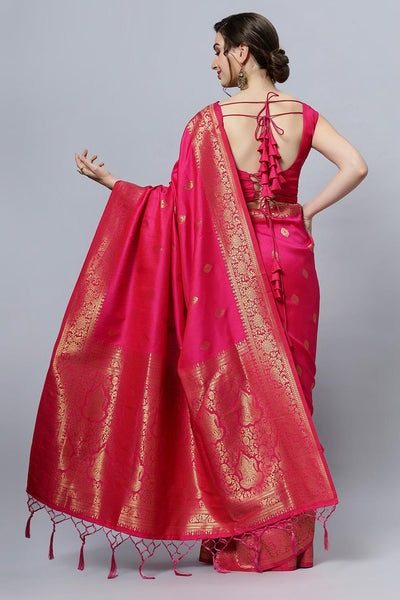 Shop Silia Moss Weave Pink Art Silk One Minute Saree at best offer at our  Store - One Minute Saree