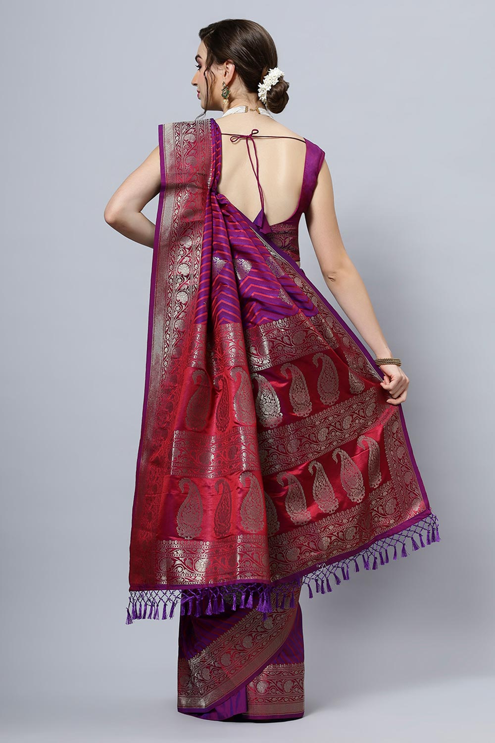 Shop Laira Magenta Satin Two-Tone One Minute Saree at best offer at our  Store - One Minute Saree