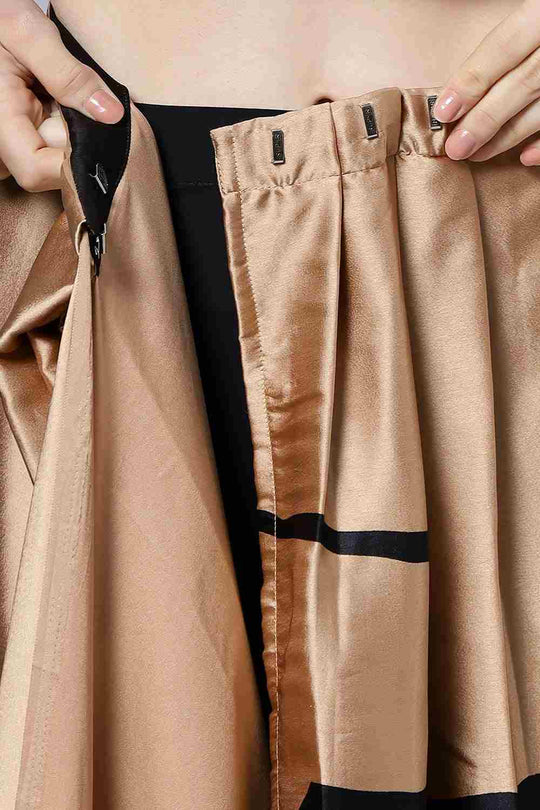 Buy Candice Brown Satin Printed One Minute Saree Online - Zoom Out