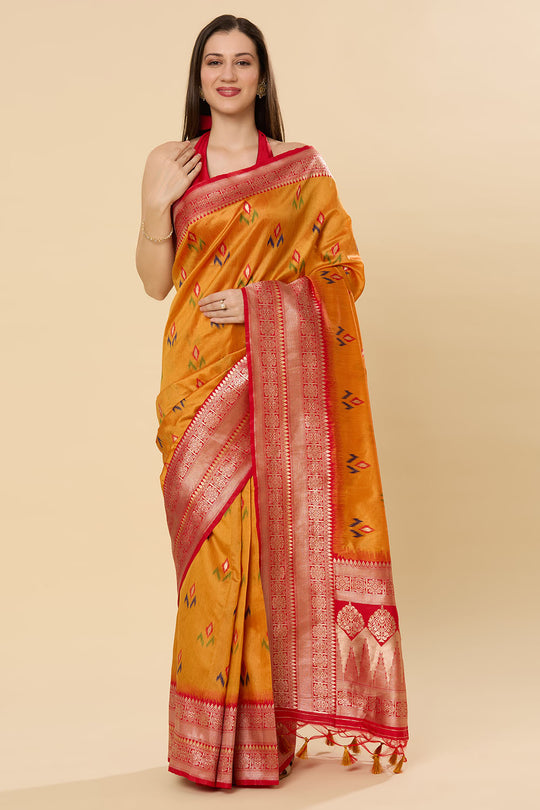 Kayla Yellow Pure Silk Lace Floral One Minute Saree