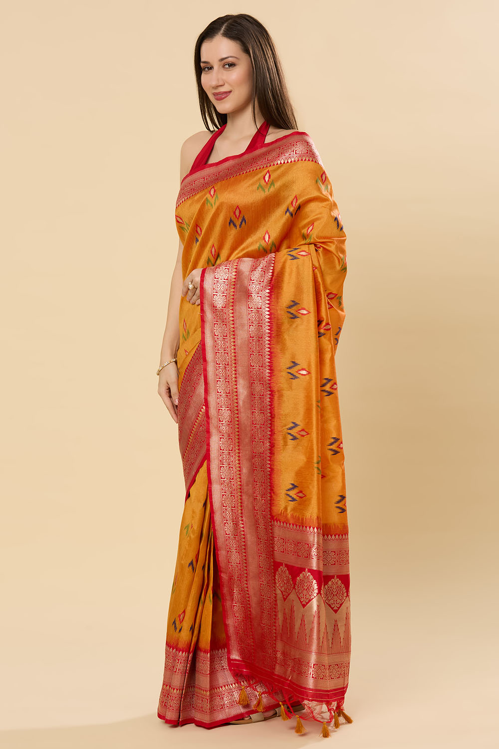 Kayla Yellow Pure Silk Lace Floral One Minute Saree