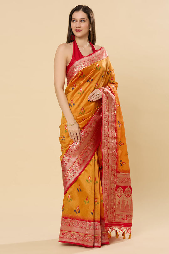 Kayla Yellow Pure Silk Lace Floral One Minute Saree