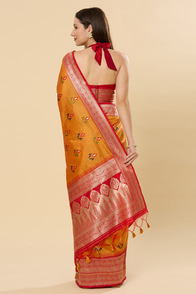 Kayla Yellow Pure Silk Lace Floral One Minute Saree