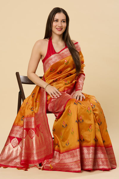 Kayla Yellow Pure Silk Lace Floral One Minute Saree
