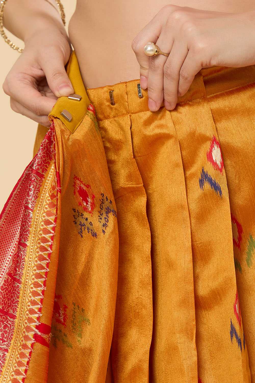 Kayla Yellow Pure Silk Lace Floral One Minute Saree