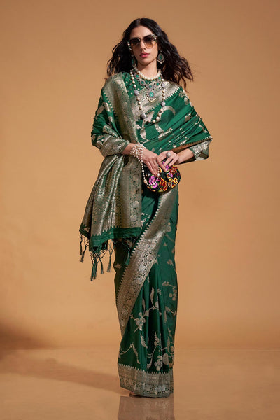 Paris Green Georgette Traditional One Minute Saree