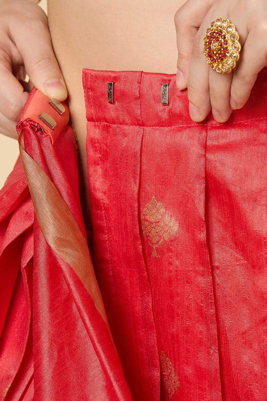 Prisha Pink Kanoi Silk Woven Floral One Minute Saree