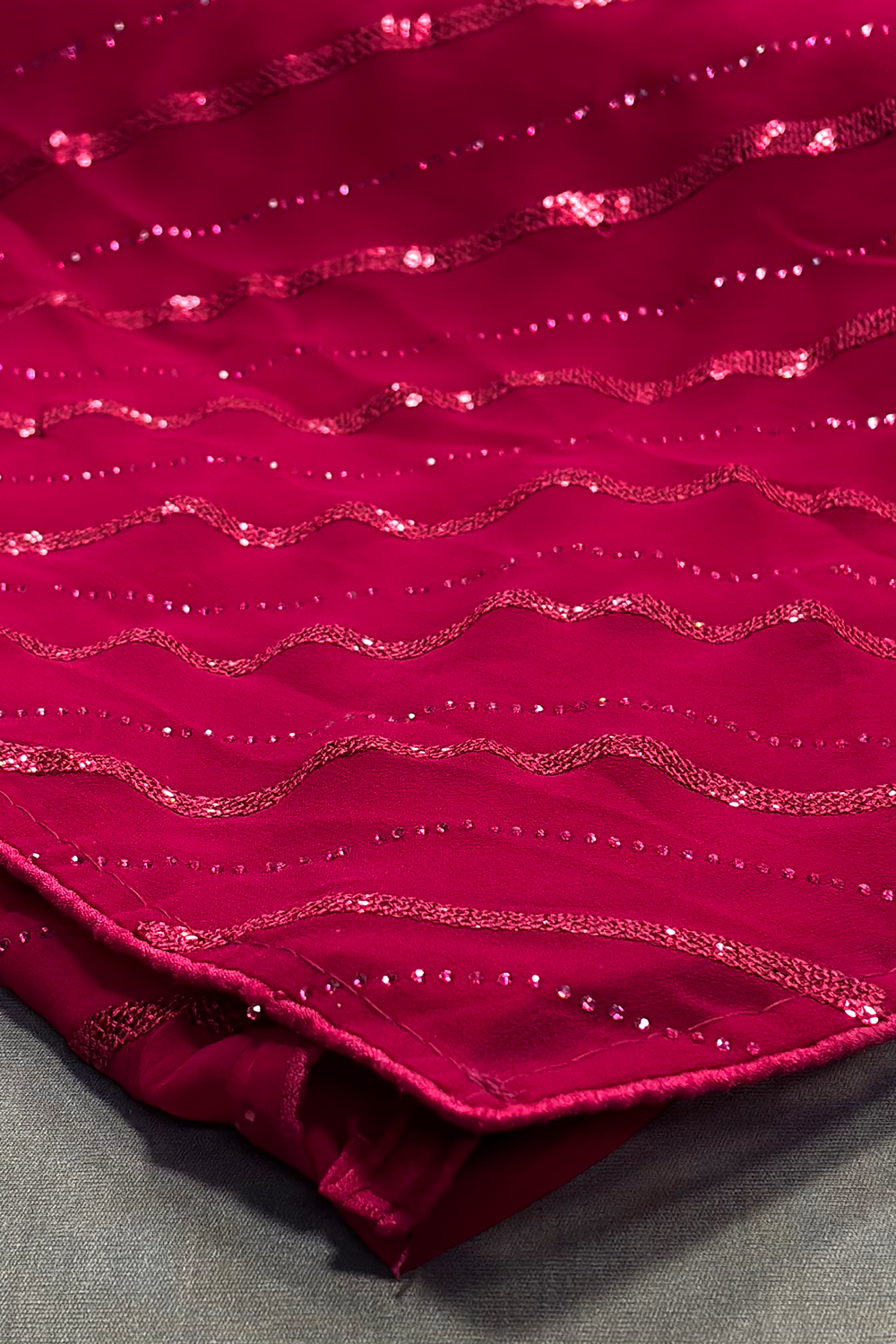 Polly Pink Georgette Embellished Designer One Minute Saree