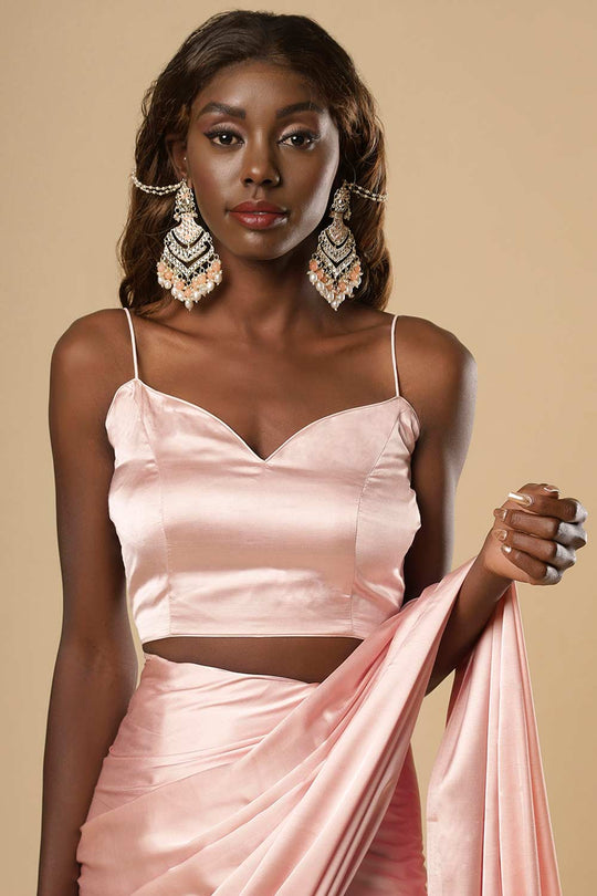 Buy Dolce Satin Bridesmaid One Minute Saree Online - Side