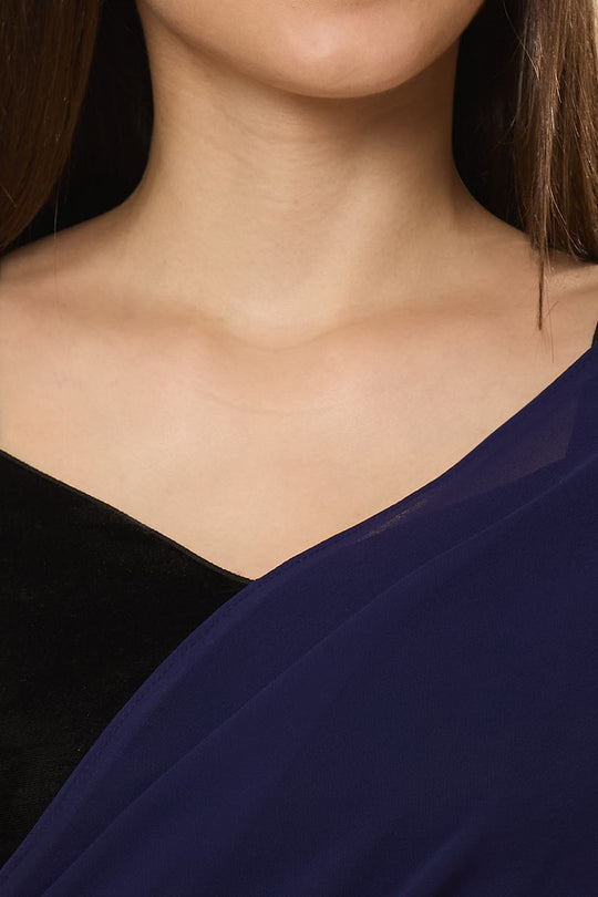 Ayla Dark Navy Georgette One Minute Saree