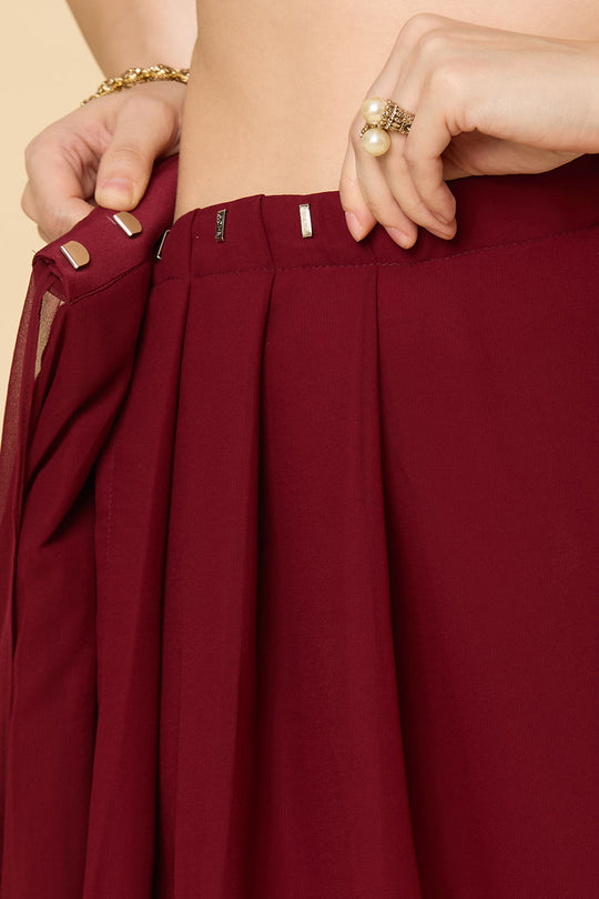 Misha Maroon Georgette One Minute Saree