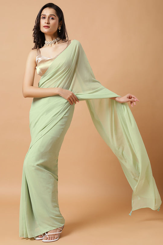 Pari Key Lime Green Georgette One Minute Saree