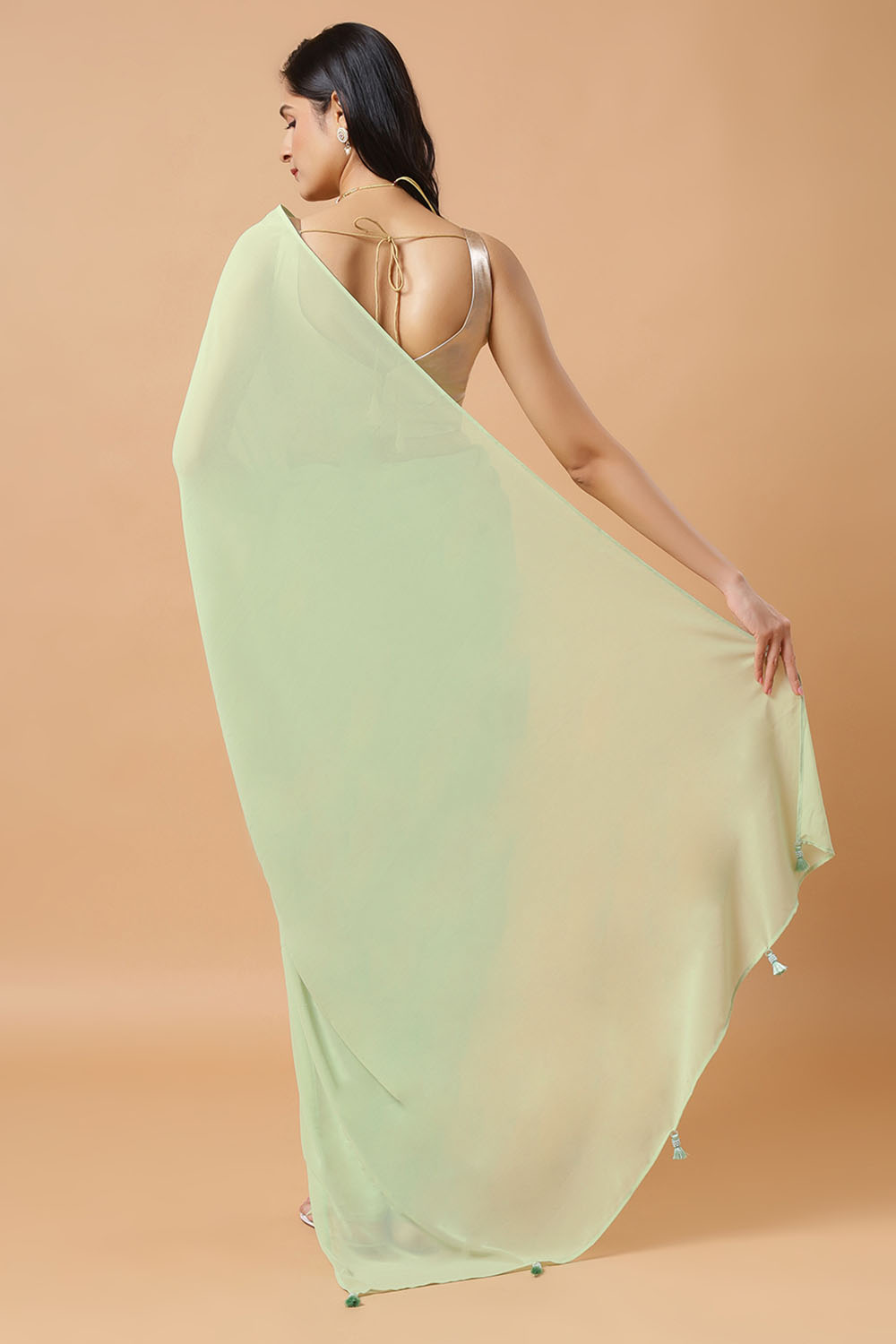 Pari Key Lime Green Georgette One Minute Saree