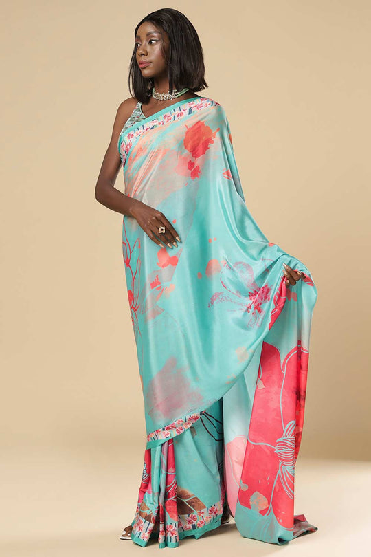 Buy Kriss  Green Floral One Minute Saree Online