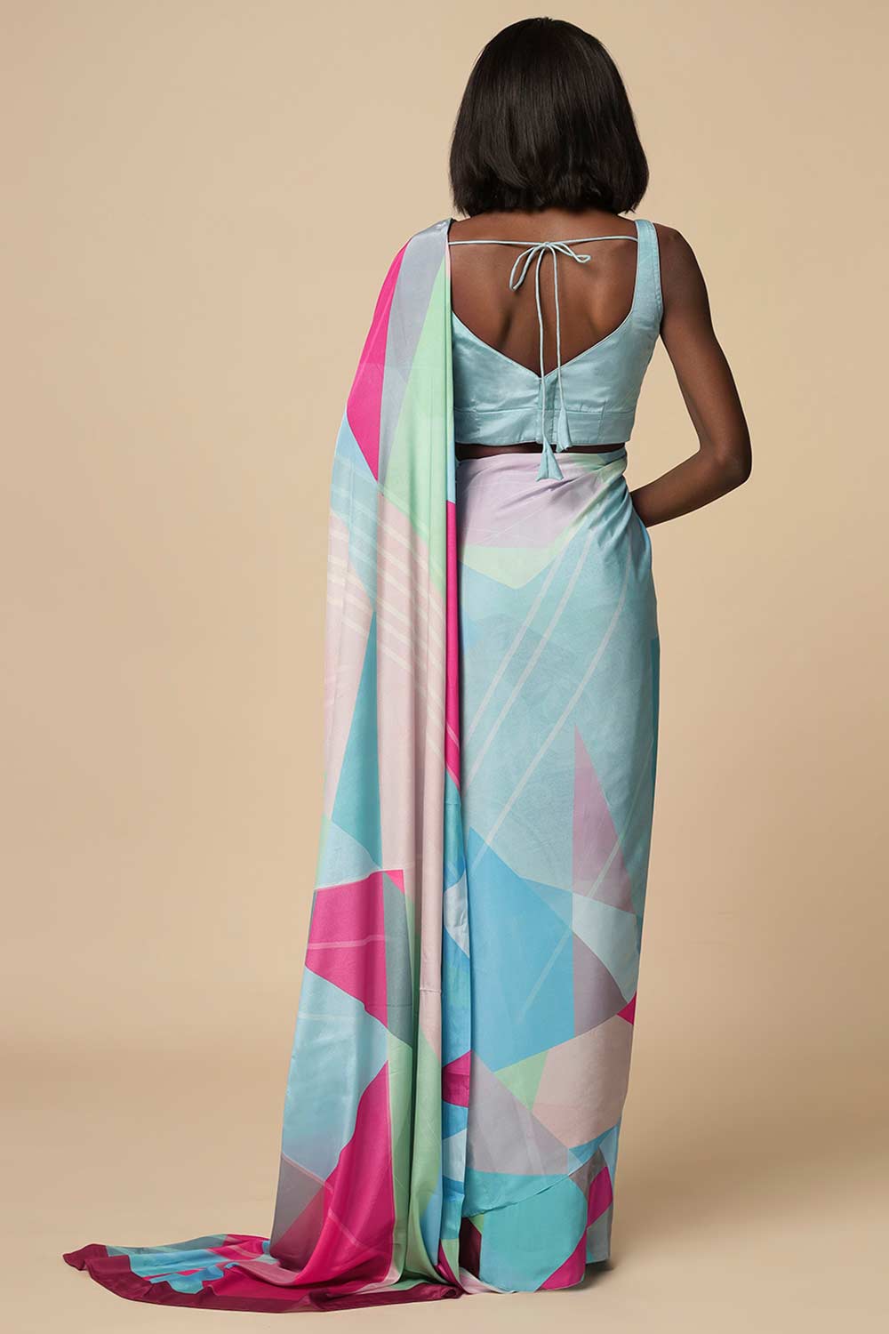 Shop Kriss Turquoise Abstract Silk One Minute Saree at best offer at our  Store - One Minute Saree