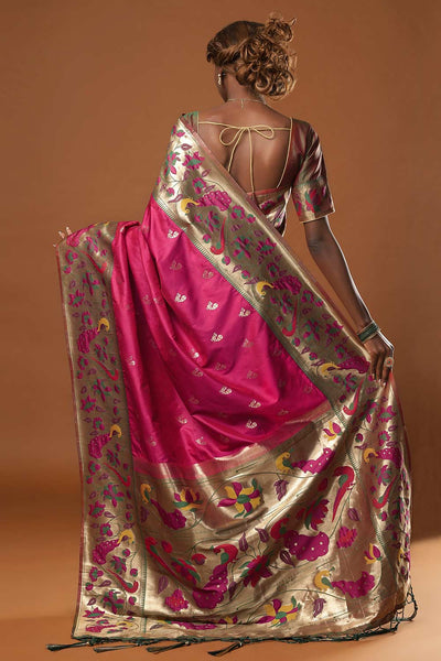 Shop Misha Magenta Paithani Art Silk One Minute Saree at best offer at our  Store - One Minute Saree