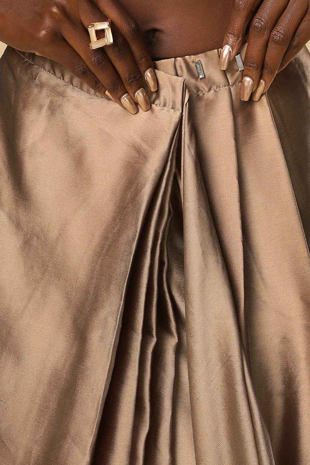 Buy Sula Beige Georgette One Minute Saree Online - Side