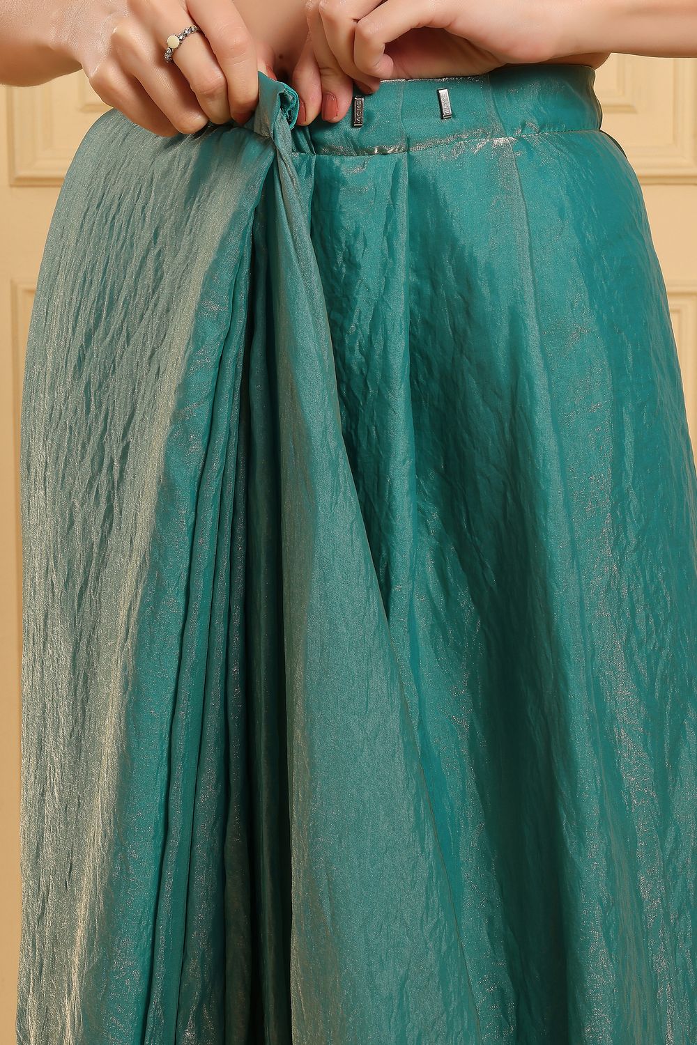 Sonja Sage Blue Paper Silk Designer Handwork Ready to Wear Saree