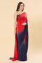 Mayleen Red & Blue Ombre Satin One Minute Saree
