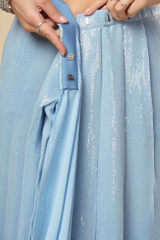 Elsie Pastel Blue Ombre Sequins One Minute Saree