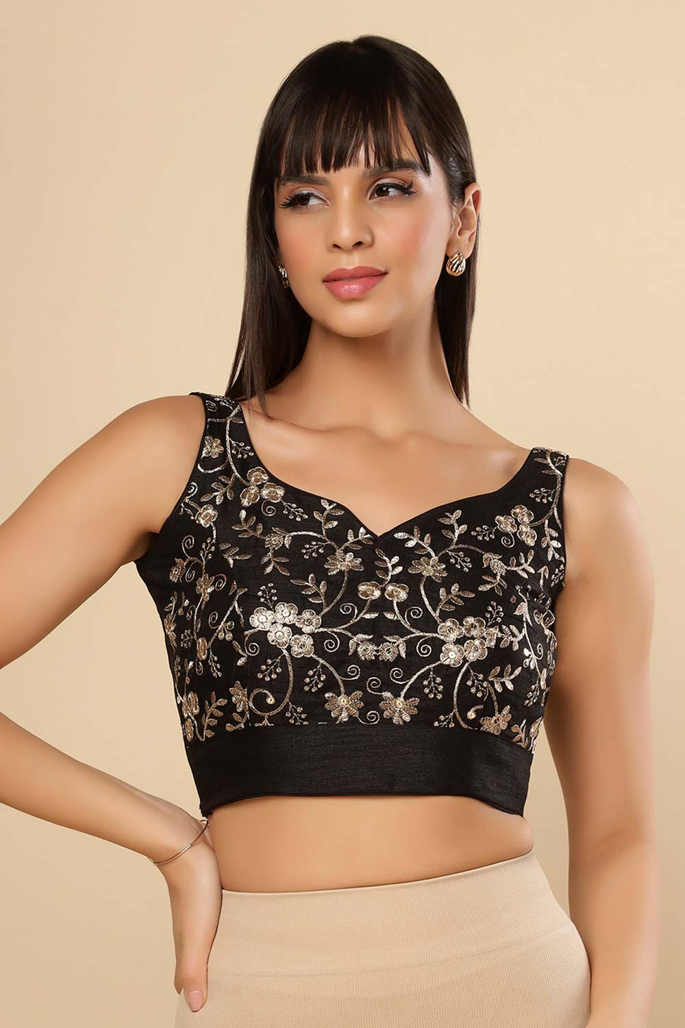 Mayuri Black Zari Border Crepe Silk One Minute Saree