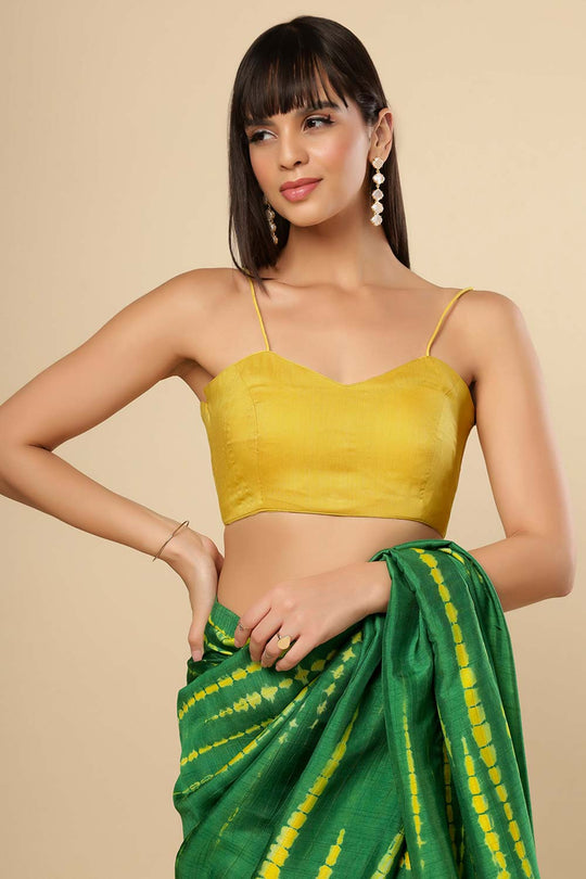 Gia Green & Yellow Shibori Tie Dye Silk Sarong Saree