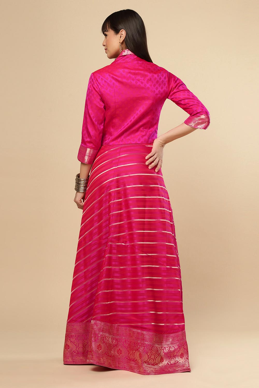 Zaira Pink Art Silk Leheriya Wrap Around Ethnic Saree Skirt